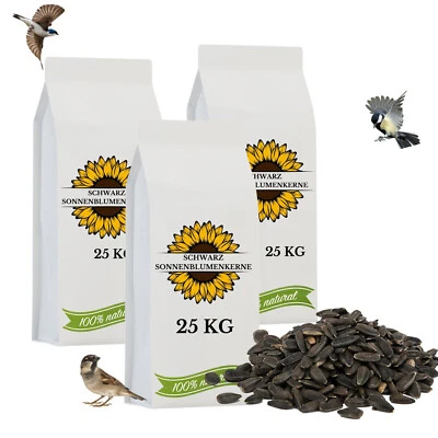 ERGOGURU 75 kg Sonnenblumenkerne schwarz Wildvögel Vogelfutter Streufutter Ganzjährig