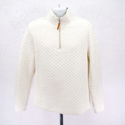 Jaqueta suéter Banana Republic -Média- creme waffle buffer 1/4 zíper algodão poli - Imagem 1 de 4