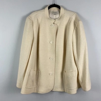 Chaqueta Talbots Mezcla Lana Crema Talla 24W Botón Bolsillos Frontales Foto 1 de 4