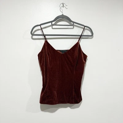 Banana Republic Velvet V-Neck Camisole Orange Burnt Goth Luxury Romantic Size S - Image 1 of 4
