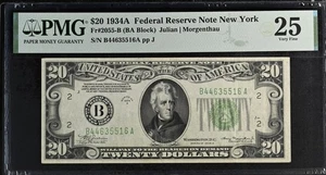 1934-A $20 FRN NEW YORK, NY FR. 2055-B, BP #319 PMG VERY FINE-25 - Picture 1 of 2