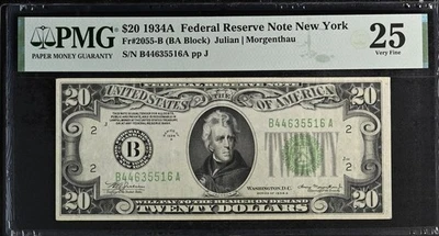 1934-A $20 FRN NEW YORK, NY FR. 2055-B, BP #319 PMG VERY FINE-25 - Image 1 of 2