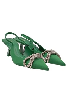 ZARA Tacones sin talón Mujeres Talla EU 36 verde-color plata look casual - Imagen 1 de 5