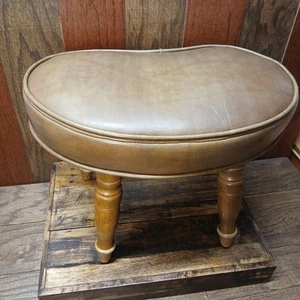 Vintage MCM hellbraun Vinyl Retro Fußhocker in Nierenform Art Deco 60er Jahre - Bild 1 von 24
