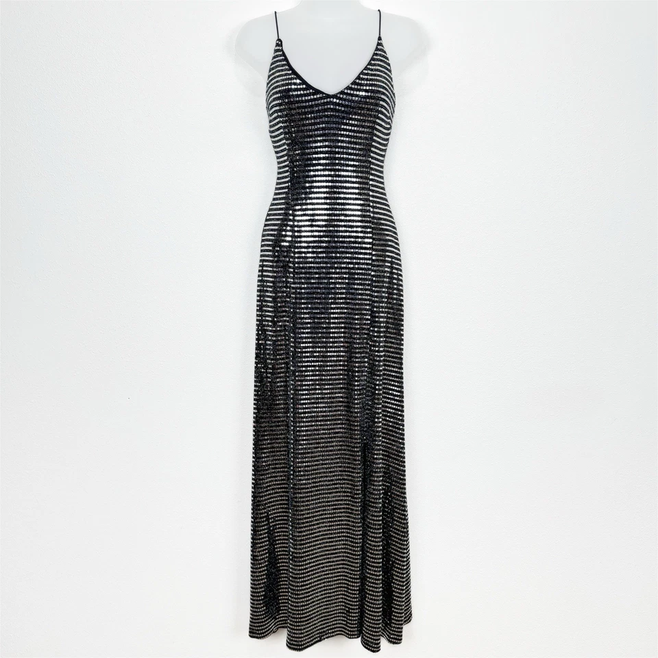 Maxi Vestido Formal Hoco Diosa Moda De Colección Para Mujer Mediano Negro Brillante Foto 1 de 4