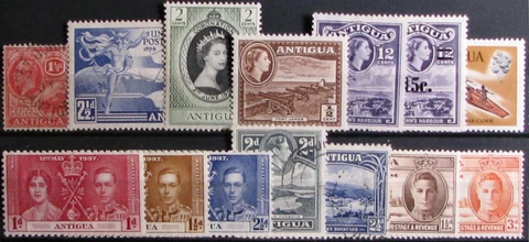 1921-70 ANTIGUA #43-241: MNH/MN/Used Remainder lot of 14 - KGV to QE II eras Cover