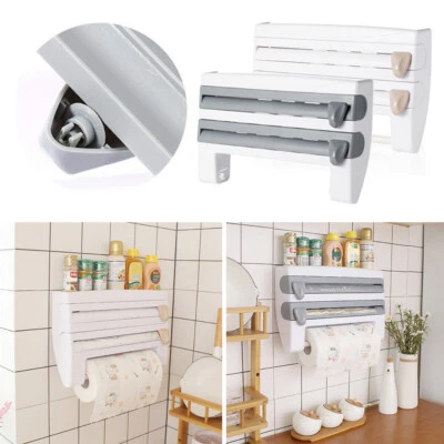 Cling Film Rack and Kitchen Foil Dispenser Paper Towel Rolls Holder Wall Mounted - Image 1 of 4