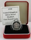 1998 Royal Mint The Royal Arms Piedfort Silver Proof One Pound £1 Coin, Coa Box