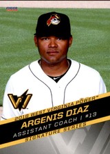 2018 West Virginia Power Choice #31 Argenis Diaz Guatire Venezuela Baseball Card