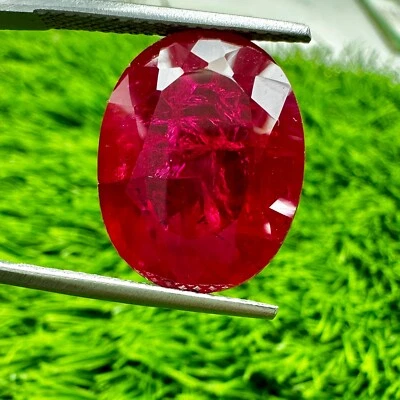 PIGEON BLOOD RED 24.80 CT RUBY CHATHUM CORUNDUM OVAL LAB CREATED LOOSE GEMSTONE - Image 1 of 3
