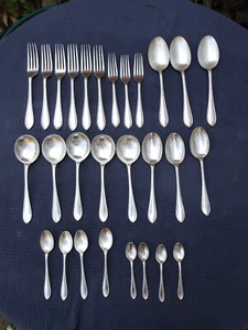 28 Pieces Silver Plated Forks & Spoons - Same Pattern Variations On Markings - Picture 1 of 24