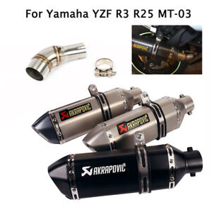 Slip for Yamaha YZF R3 R25 MT-03 Exhaust Tips Muffler 370mm Mid Link Pipe System