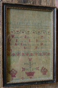 antique primitive 18th c needlework sampler Elizabeth Clifton 1752 - Picture 1 of 4