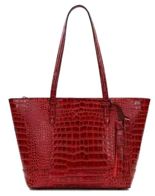 Patricia Nash Verzi Croco Embossed Leather Tote Bag-Ruby Red-NWT-$269.95 - Image 1 of 4