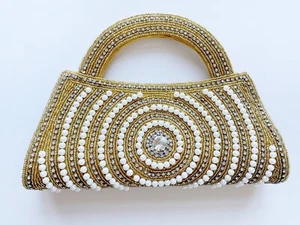 Vintage Toni Damen Gold Perlen Handtasche Formell Abend Handtasche Clutch Mid Century - Bild 1 von 9