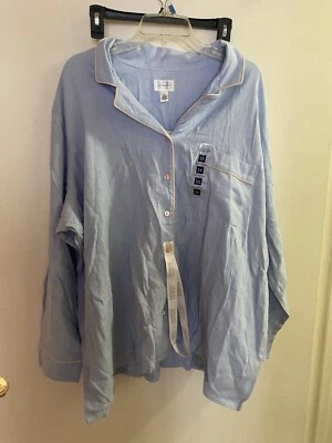 Classic Elements Women’s Button Up Sleep Shirt 3XL Blue Bust 60” New NWT - Image 1 of 4