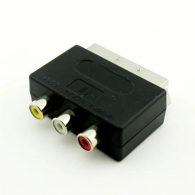 1x SCART Male Plug to 3 RCA Female A/V Adaptor Converter for TV DVD VCR - Image 1 of 4