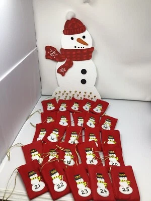 Hand Made Folk Art Snowman Advent Calendar  - Image 1 of 3
