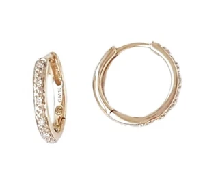 Solid 9ct Gold Small Huggie Hoop Hinge Earrings. Pave Diamonds. 12mm. 375. 9K - Picture 1 of 11