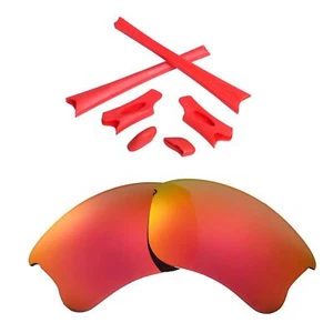 Lentes polarizadas Walleva rojo fuego con kit de goma para chaqueta antiaérea Oakley XLJ - Imagen 1 de 7