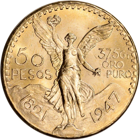 1947 Mexico Gold 50 Pesos Restrike - BU - 1.2056 oz Cover