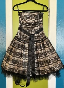 Vtg Jessica McClintock Gunne Sax Dress Lace Tulle Ribbon Strapless Sz 7/8 Prom - Picture 1 of 24