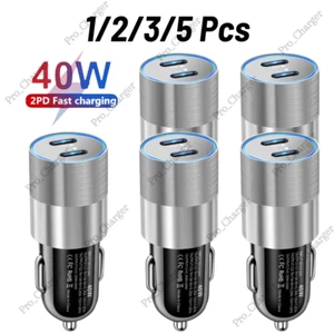 For iPhone iPad Android Dual PD Car Charger 40W Fast Charging Adapter USB Type C - Picture 1 of 13