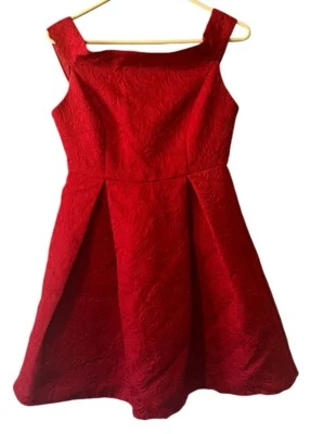 Vestido Ark & CO vermelho branco bordado tamanho pequeno mini zíper festa formal feminino - Imagem 1 de 4