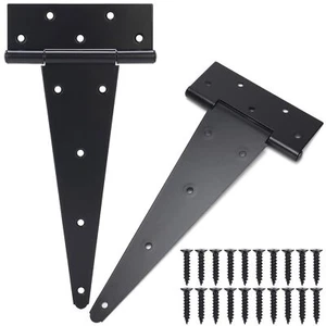 12 Inch T-Strap Shed Door Hinges Heavy Duty Black Tee Hinge Wrought Gate Hard... - Picture 1 of 7
