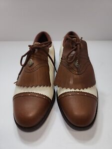 Footjoy Womens Size 7  TCX Golf Shoes 98806 Brown Leather Kiltie spikes NWOB