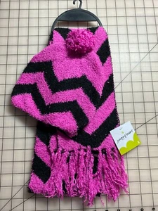 Jumping Beans, Girl's Scarf and Hat Set, Purple & Black - Small - New - Picture 1 of 7