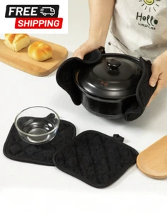2pcs Kitchen Black Square Heat Insulation Microwave Oven Pad, Heat-resistant NEW - Picture 1 of 6