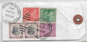 New York, NY to Hartford, Ct 1940 Shipping Tag 6c, 20c, 50c & 2 X $1 (49550) - Picture 1 of 2