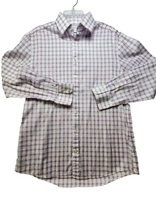 Camisa de vestir Charles Tyrwhitt manga larga púrpura blanco cuadros para hombre talla 16 33 - Imagen 1 de 12