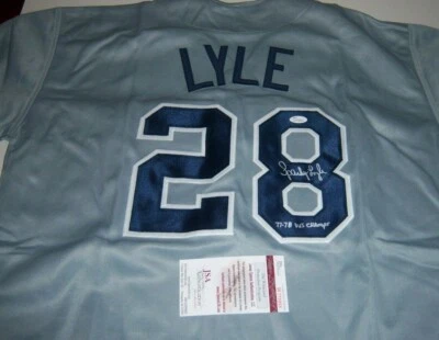 Sparky Lyle Signed New York Yankees Jersey Inscribed "77-78 WS Champs" (JSA COA) - Image 1 of 4