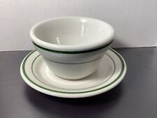 Buffalos China Restaraunt Ware Chowder Bowl & Plate Green Stripe #2