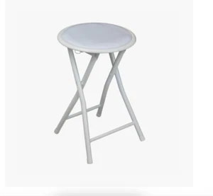 New Folding Stool Soft Padded Cushioned Seat Folding Freestanding Metal Frame UK - Picture 1 of 4