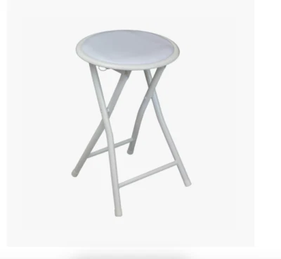 New Folding Stool Soft Padded Cushioned Seat Folding Freestanding Metal Frame UK - Image 1 of 4