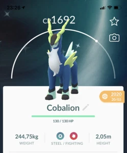 Shiny Cobalion Pokemon Gen5 Go Registrado/30 Días Pokémon Unova Legendario - Imagen 1 de 1