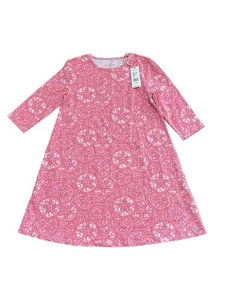Vineyard Vines Girls Sand Dollar ¾-Sleeve Swing Dress Large 14 Flamingo Pink - Picture 1 of 5
