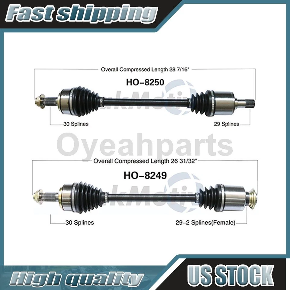 2 Front Driver Passenger CV Axle Joint Half Shaft Fits 2006 2007 Honda Ridgeline - Image 1 of 3