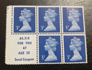 Machin UB38 3p Booklet Pane U/M Perf APPL Cyl.B27 - Picture 1 of 1