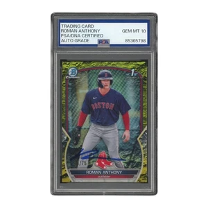 Roman Anthony On Card Auto 2023 Bowman Chrome 1st Yellow Lunar Crater /75 PSA - Bild 1 von 2