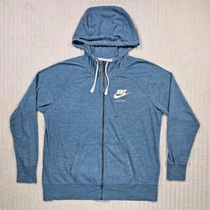 Nike Full Zip Hoodie Women's XL Heather Blue Lightweight Loose Sportswear - Picture 1 of 9