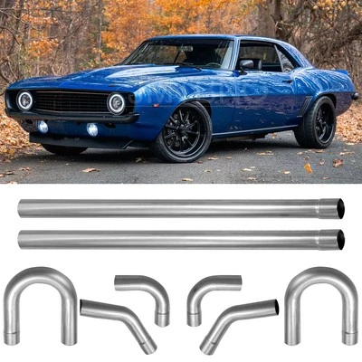 Комплект из 8 заказных выхлопных труб 2,5 дюйма T304 из нержавеющей стали с оправкой для Chevy Camaro - Изображение 1 из 4