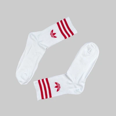 adidas originals Mens white with Red stripes crew socks size L - Image 1 of 4