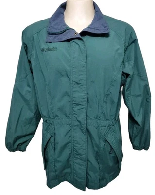 Chaqueta cortavientos Columbia para mujer L ropa deportiva cremallera completa cordón verde  Foto 1 de 4