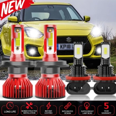 Combo LED Headlight Hi/Low + Fog light bulbs Kit For Suzuki Swift 2007-2019 - Image 1 of 4