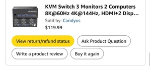 2 Monitor 2 computer USB 3.0 Dual Monitor KVM Switch for 2 comp. 2 display HDMI - Afbeelding 1 van 2