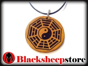 Bagua in cuoio ciondolo Made in Italy collana portachiavi Yin Yang Chakra giallo - Bild 1 von 5